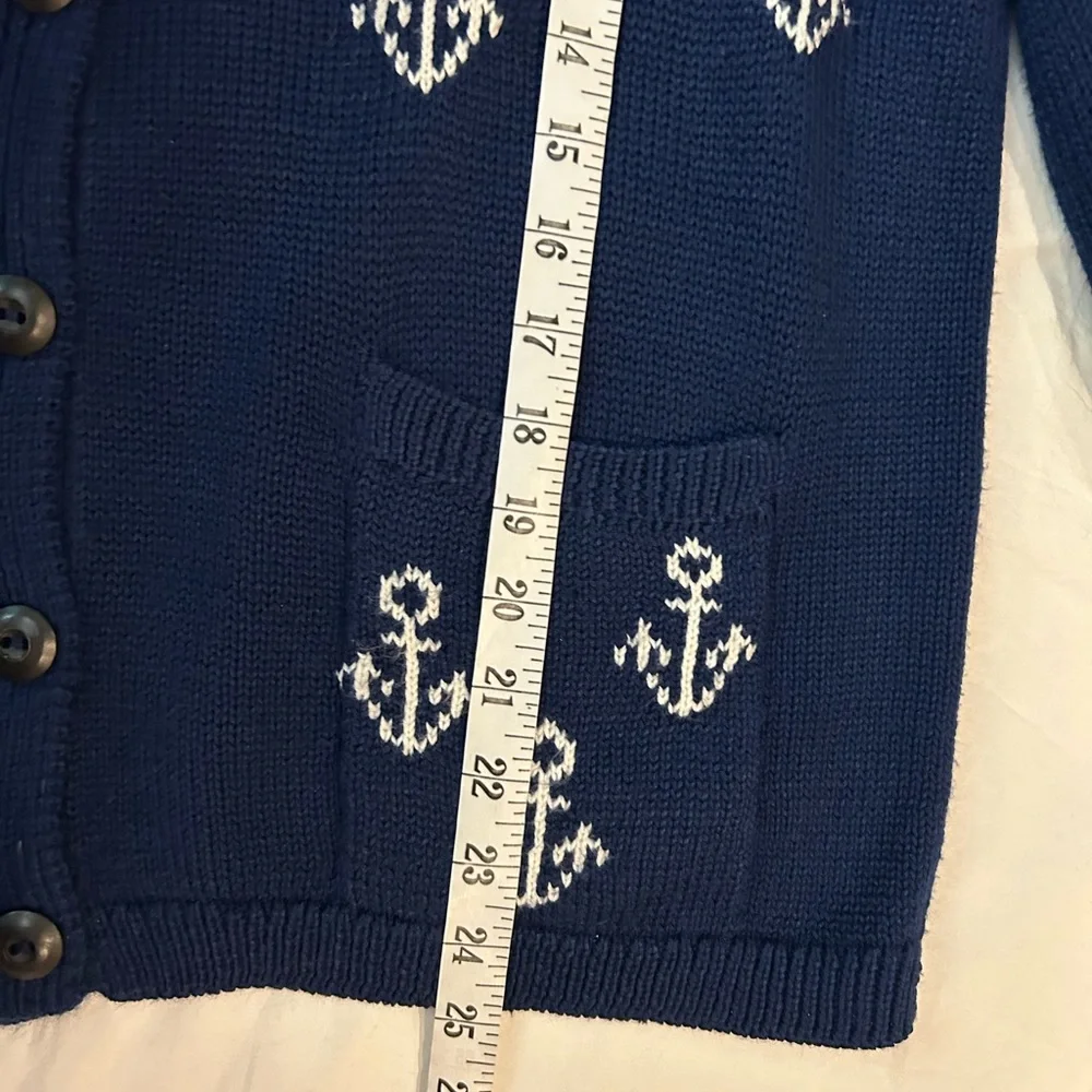 VINTAGE 90s MISO: Healthy to Wear Cotton Nautical Cardigan Sweater Navy M-L - Picture 8 of 9
